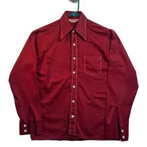 Vintage Alive by Vanderbilt Burgundy Western Shirt Long Sleeve Pearl Snap Style